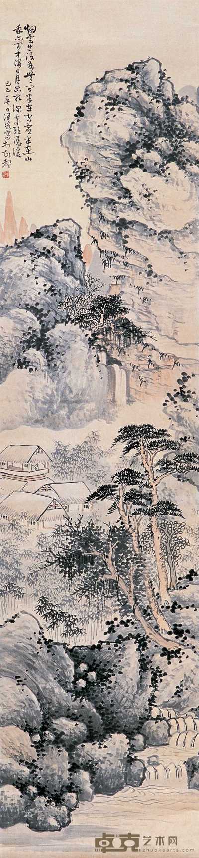 汪慎生 己巳（1929年）作 山水 立轴 133×31.5cm